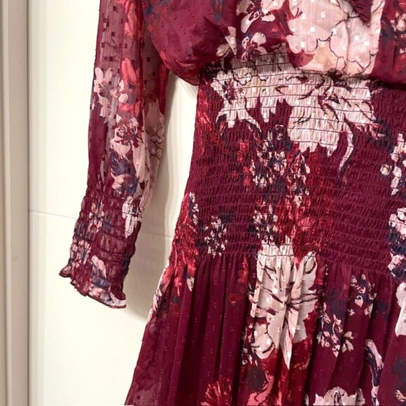 NWT Bishop + Young Cameo Midi Floral Long Sleeve Dress Dahlia Size Large - Picture 7 of 16
